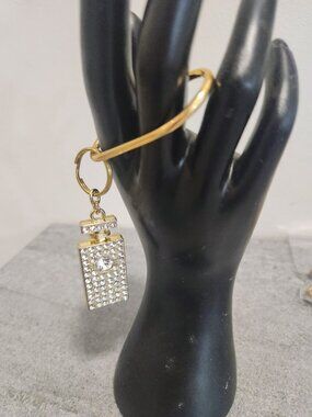 Faux Gold Tone Perfume Bottle Shape Purse Charm